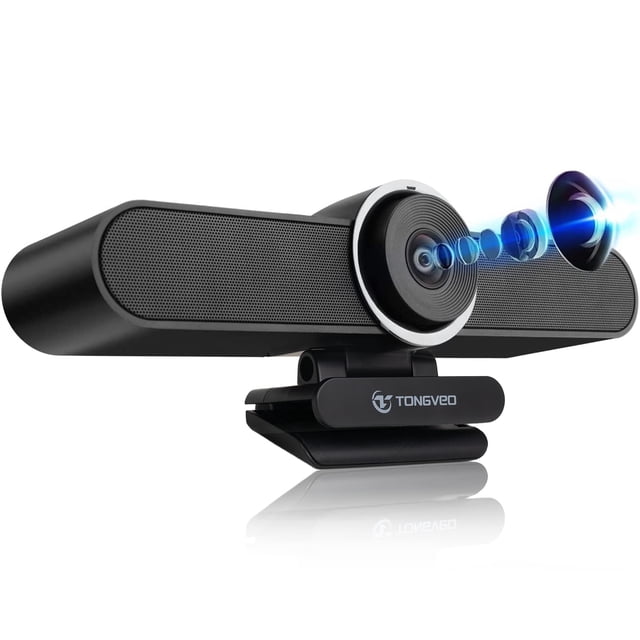 Cámara web TONGVEO 4K para sala de teleconferencia con micrófono y altavoz