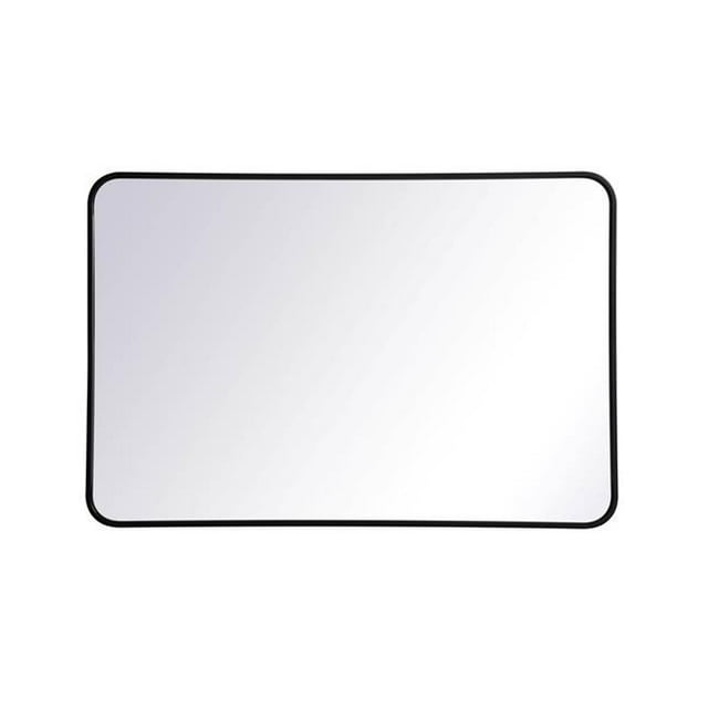 Elegant Lighting MR802740BK 27 x 40 in. Soft Corner Metal Rectangular Mirror, Black