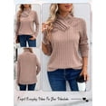 thumbnail image 4 of Hibeli Women Solid Color Button Heap Collar Long Sleeve Ribbed Knitwear Sweater, 4 of 7