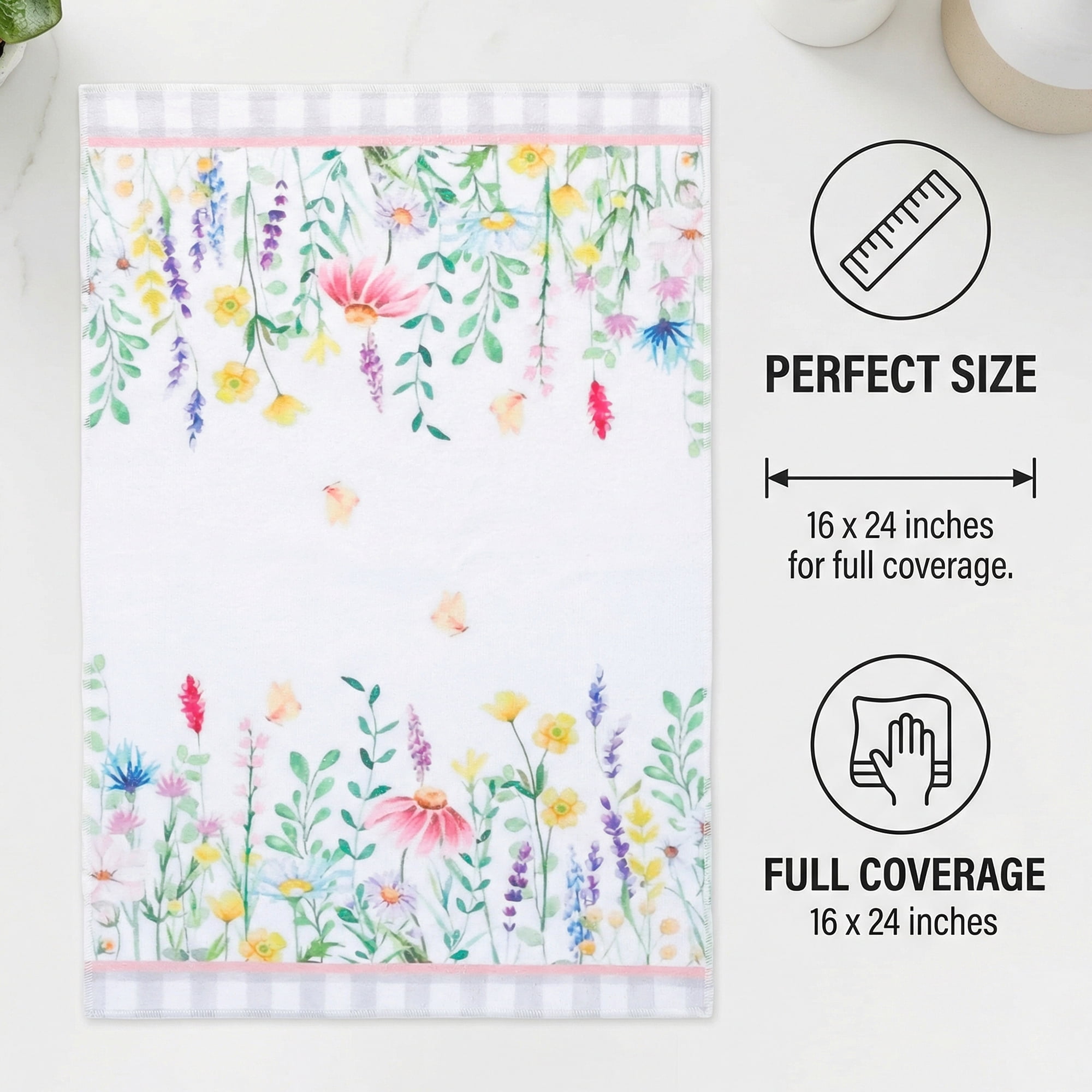 Unique Bargains 4 Pack Floral Microfiber Absorbent Soft Towel MultiColor 24" x 16"