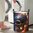 thumbnail image 5 of Gothic Skull On Fire Death Cool Foldable Laundry Hamper with Handle Storage Basket for Clothes Toys & Organizing, 5 of 6