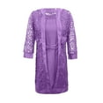 thumbnail image 3 of YDDIAN 2 Pieces Mother of The Bride Dresses for Wedding with Jacket Knee Length Lace Applique Wedding Guest Dresses for Women Purple L, 3 of 6