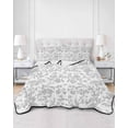 thumbnail image 3 of Boho Gray Flower Queen Size Down Alternative Comforter, Lightweight Comforter Quilt Bedding Set with Pillow Shams Vintage Farmhouse Leaf Spring Plant All Seasons Bed Comforter Duvet Insert 90"x96", 3 of 7