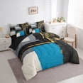 thumbnail image 3 of jejeloiu Graffiti Geometric Square 7-Piece Twin Bedding Sets,Blue White Black Bedding Comforter Set For Adults Reversible, 3 of 8