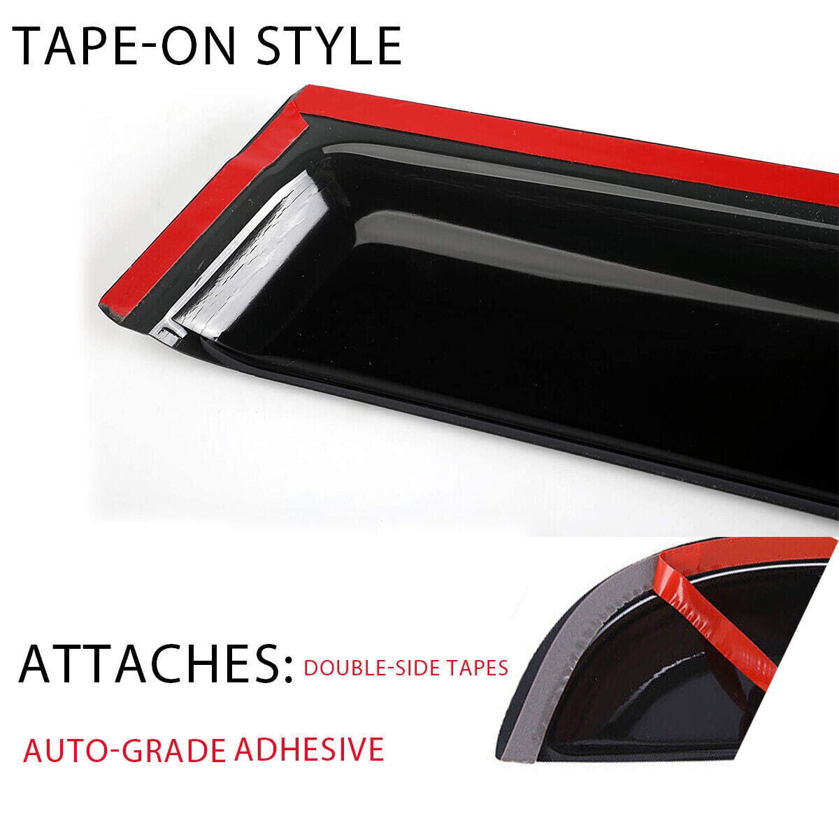 4-Piece Dark Smoke Window Visor Guard Vent Shade Set with Adhesive Mount-4PCS Window Visor Rain Guard Vent Shade