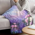 thumbnail image 3 of Purple Lavender Blanket Soft Cozy Warm Throw Blanket for Couch, Plush Fuzzy Flannel Fleece Blankets for Sofa, Spring Watercolor Country Wildflowers Bed Blankets Lightweight Gifts for Women, 50"x60", 3 of 9