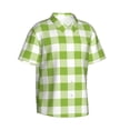 thumbnail image 2 of Daiia White Green Plaid Hawaiian Shirt for Men Gentle Cotton Regular Short Sleeve Casual-Medium, 2 of 9