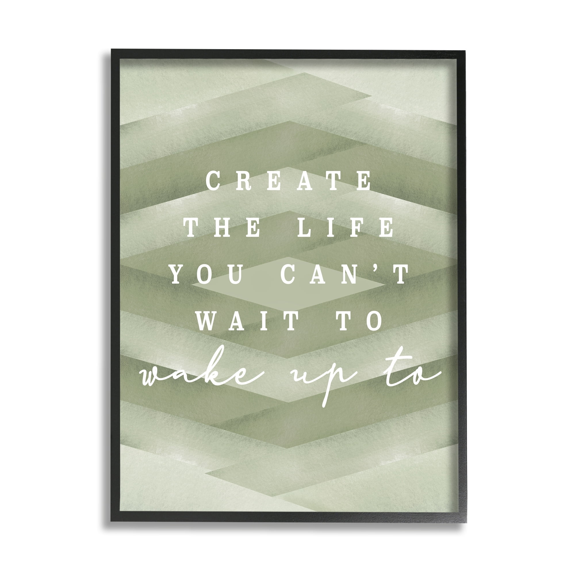 Stupell Industries Create Your Life Motivational Geometric Stripe Pattern Shapes Graphic Art Gray Framed Art Print Wall Art, Design by Daphne Polselli