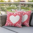 thumbnail image 4 of Valentine's Day Pillow Covers 2 Pack Romantic Sweet Red Pink Gradient Love Heart Pillowcase Waterproof Outdoor Throw Pillow Cover for Patio Garden Square Cushion 26”x26”, 4 of 9