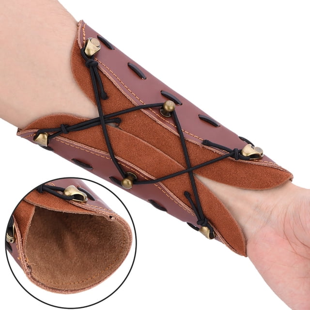 Archery Arm Guard Leather Bracelet Arm Guard Protection for Teenagers with Adjustable Size 21x18 5cm Brown