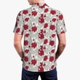 thumbnail image 4 of Balery Leaves And Anemone Flowers In Red Grey Printed Men’s Short Sleeve Polo Shirt, Midweight Men's Shirt,Golf Polo shirts -X-Large, 4 of 9