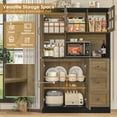 thumbnail image 2 of Homfa 62″ Farmhouse Pantry Cabinet with Microwave Shelf, Kitchen Hutch with Adjustable Shelves, 5-doors Freestanding Cupboard for Living Dining Room, Oak, 2 of 7
