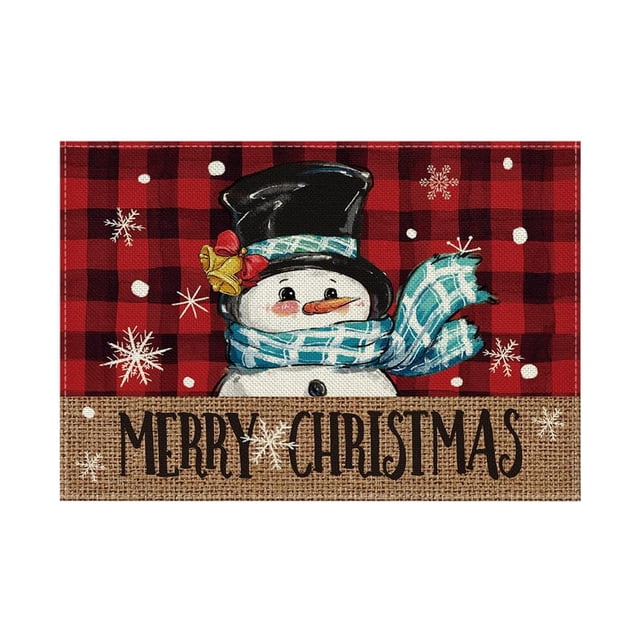 WLOELOEW Snowflake Christmas Placemat Polyester Holiday Dining Table Mat For Kitchen Party Decoration 17.7 X 11.8 Inch Multicolor Version B B