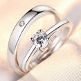 thumbnail image 1 of Anillo de pareja, un par de hombres y mujeres, temperamento de moda simple, anillo de circón con corona, apertura de anillo de diamantes de simulación de boda, 1 of 6