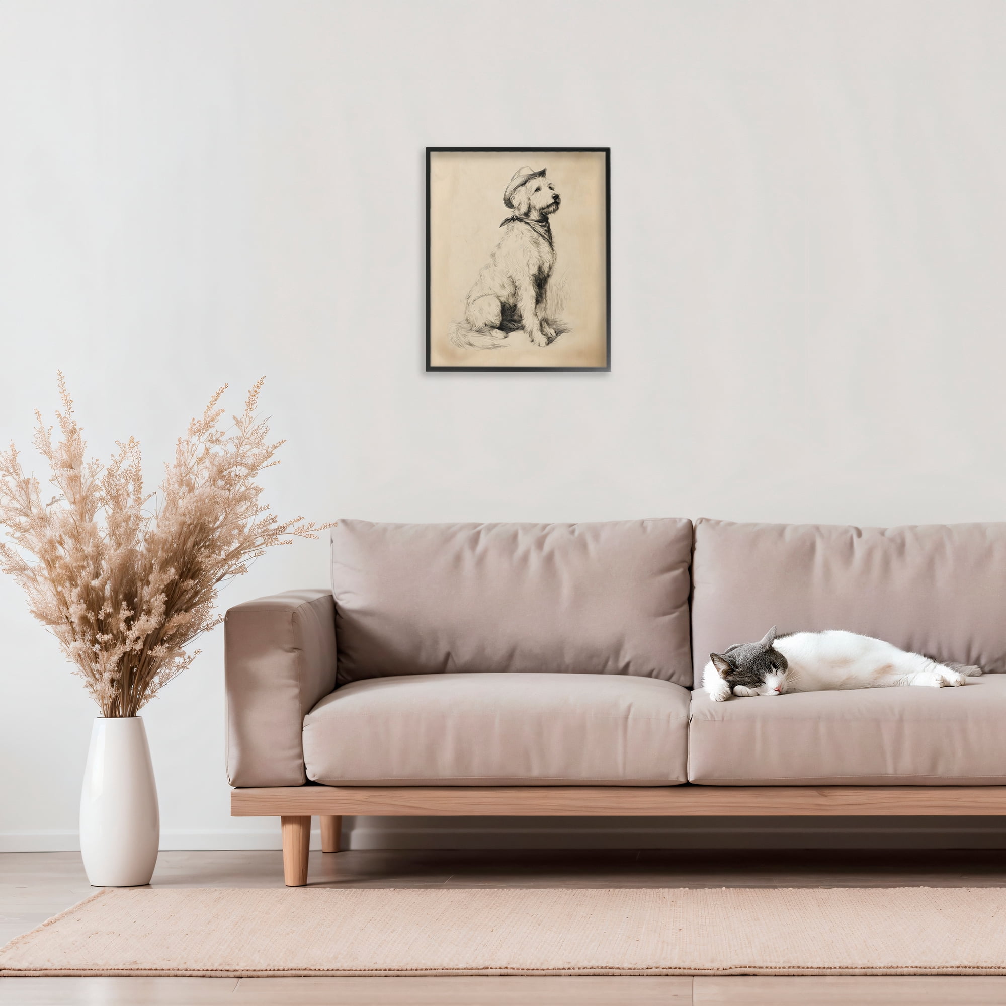 Stupell Industries Cowboy Goldendoodle Sketch Black Framed Giclee Art, design by Arlington Prints