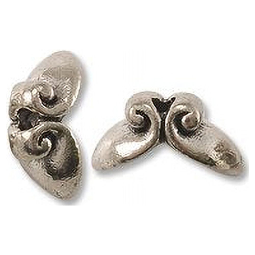 JewelrySupply Bead Cap - Scroll 11x6mm Pewter Antique Silver Plated (2-Pcs)