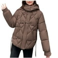 thumbnail image 2 of Xdegoge Womens Coats Winter Zip Up Puffy Windproof Collar Hooded Quilted Jackets with Pockets Baggy Solid Color Casual Cute Puffer Jacket Trendy Warm Outdoor Down Coat 2025, 2 of 3