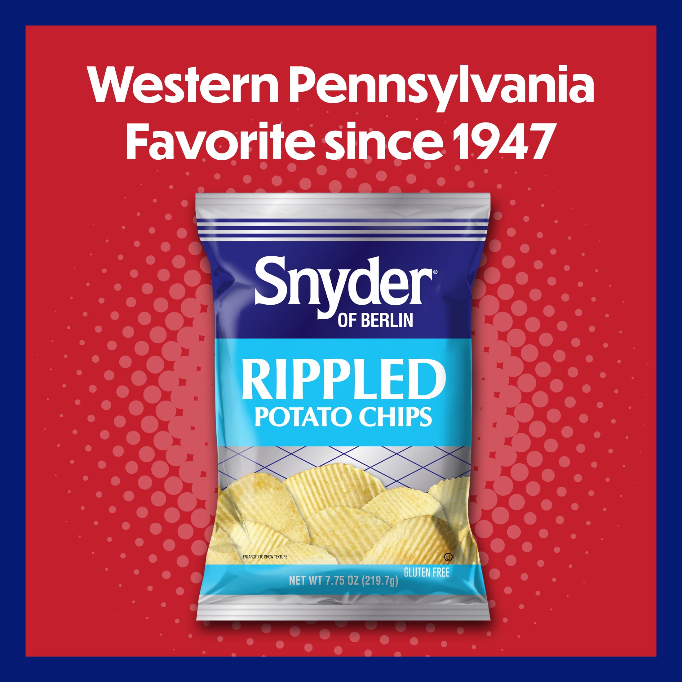 (3 pack) Snyder of Berlin Rippled Potato Chips, Gluten-Free, 7.75 oz Bag