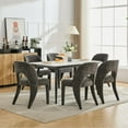 thumbnail image 3 of Chenille Dining Chair Set of 2, Armchair with Features Hollowed-Out Curved Backrest for Dining Room Grey, 3 of 9
