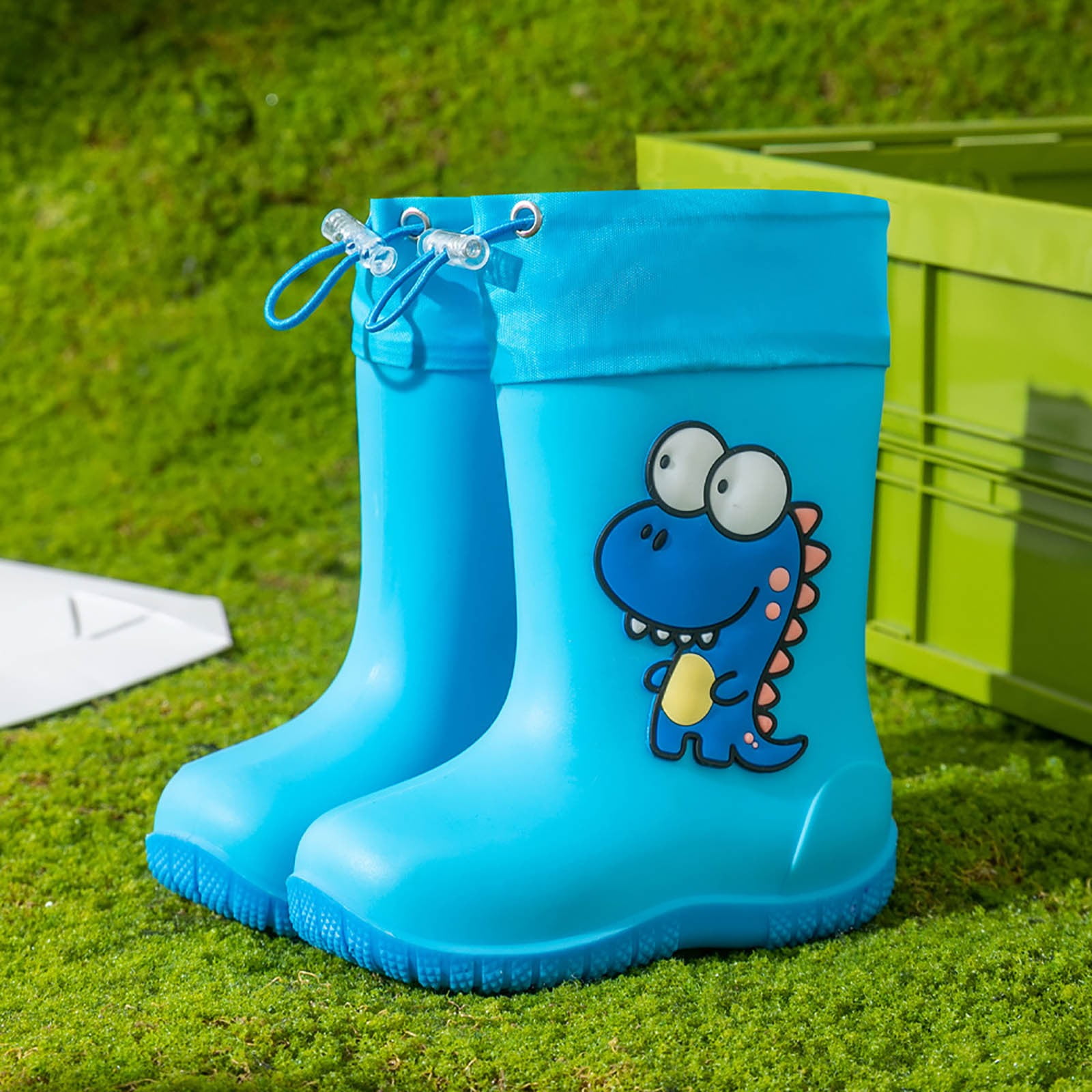 Rain Boots for Kids Children Elastic Lightweight Rain Boots Textured Soles Non Waterproof Puddle Boots Rain Boots for Boys Sky Blue 3.5 Years-4 Years