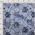 thumbnail image 3 of oneOone Rayon Blue Fabric Geometrical Hexagon Stone Texture Sewing Craft Projects Fabric Prints By Yard 56 Inch Wide, 3 of 4