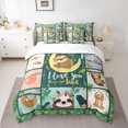 thumbnail image 2 of Homewish Children Kawaii Sloth 7-Piece Bedding Comforter Set,Botanical Plants Leaves King Bedding Sets,Geometric Plaid Ultra Soft Bed Sheets,Breathable Home Decor,Reversible, 2 of 8