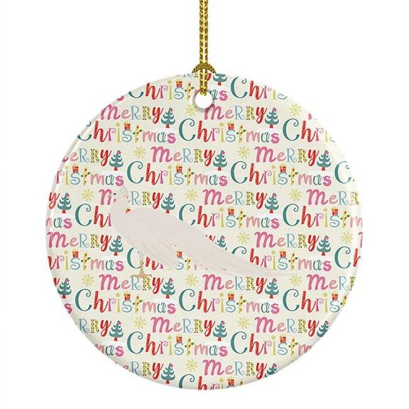White Peacock Peafowl Christmas Ceramic Ornament 2.8 in x 2.8 in