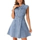 thumbnail image 1 of Vestido de tanque de mezclilla INSPIRE CHIC para mujer, con botones, cuello de solapa, ceñido a la cintura, en línea A, color gris azul, 1 of 6