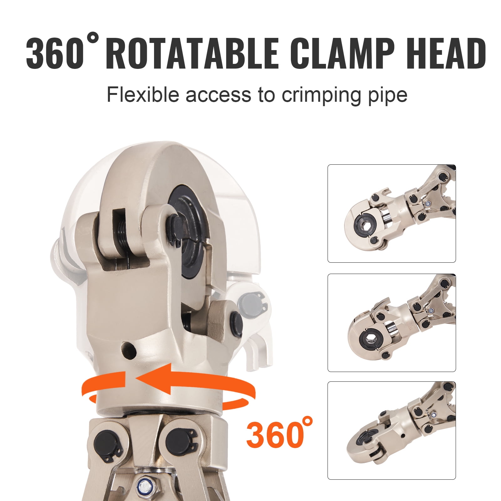 VEVOR Copper Press Tool Tube Fittings Crimping Kit, Pro Press Crimper with 1/2", 3/4", 1" Quick Change Jaws, 360° Rotatable Crimp Tool & Locking Pin, Extendable Handle, Meet ASTM B88 and B75 Standard