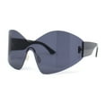 thumbnail image 2 of Womens Trendy Minimal XL Oversized Rimless Shield Sunglasses All Black, 2 of 4