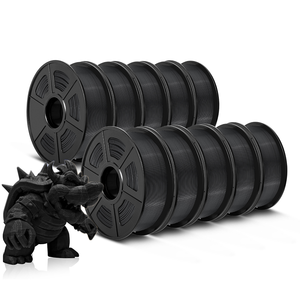 Sunlu PLA 3D Printer Filaments Bundle with Accessories for 175mm FDM 3D Printers, Black, 10 Pieces