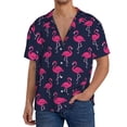 thumbnail image 3 of Wukai Cute Flamingo Men's Casual Short-Sleeve Button Down Shirt - Lightweight Summer Dress Shirt for Daily Wear-Small, 3 of 7