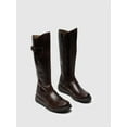 thumbnail image 3 of Fly London Womens Brown MOL 2 Leather Wedge Heel Knee High Zip Up Boots, 3 of 5