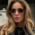 thumbnail image 3 of Gafas de sol poligonales pequeñas para mujer, lentes de sol de marca de lujo, de Metal, medio Marco, Hipster, sexy, Ojo de Gato, Vintage, 3 of 4