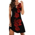thumbnail image 2 of Usmixi Women Formal Dresses-Women Tunic Dresses Summer Beach Sunflower Print Sleeveless Tank Mini Dress Casual Hollowed Crewneck Tight Waist Dress Red m, 2 of 5