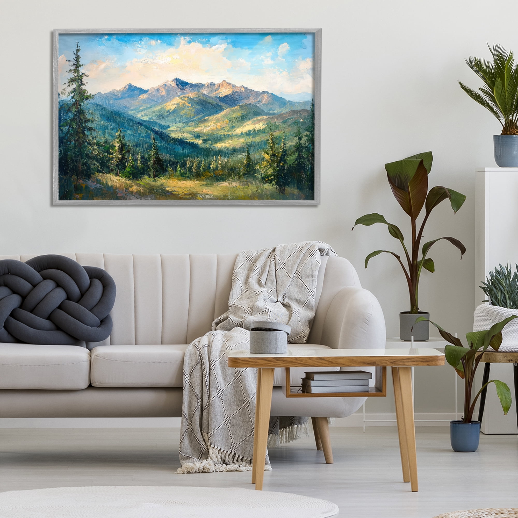 Stupell Industries Valley In The Mountains Gray Framed Giclee Art, design by Petal Prints Design