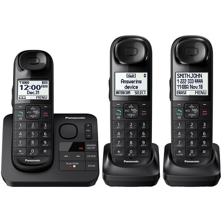 Refurbished Panasonic KX-TG3683B Dect 6.0 3-Handset Landline Telephone, (The Best Landline Phones)
