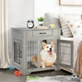 thumbnail image 3 of Furniture Dog Crates 31.1'' Wood Look Dog Kennel End Table with Drawer, Dog House Indoor Use, Chew-Proof, Casual Home Wooden Pet Crate, Indoor Pet Crate Side Table, Grey, 3 of 7