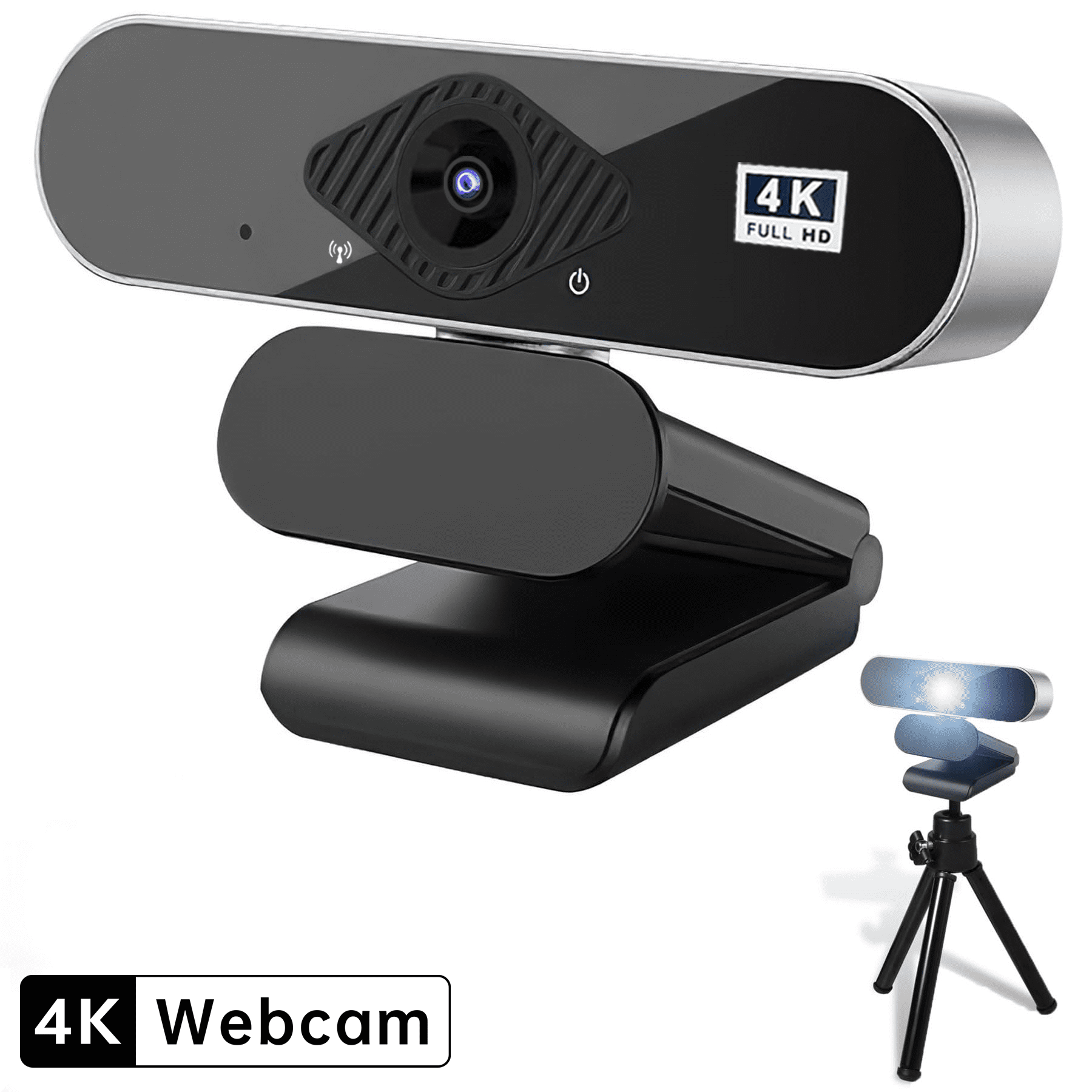 4K USB Webcam Auto  8MP 30FPS,  & Play with Type-C Adapter & Tripod for Streaming, Video Calls, Content Creation