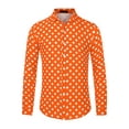 thumbnail image 5 of Unique Bargains Men's Polka Dots Print Dress Shirt Long Sleeves Casual Shirts S Orange, 5 of 6