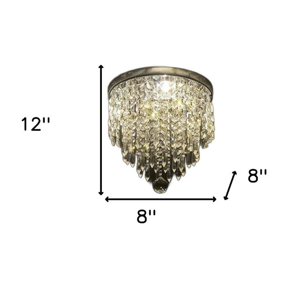 Black and Gold Shaded Transparent Glass and Crystals Dimmable Ceiling Light With Clear Shades