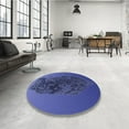 thumbnail image 3 of Ahgly Company Indoor Round Patterned Denim Dark Blue Area Rugs, 8' Round, 3 of 6