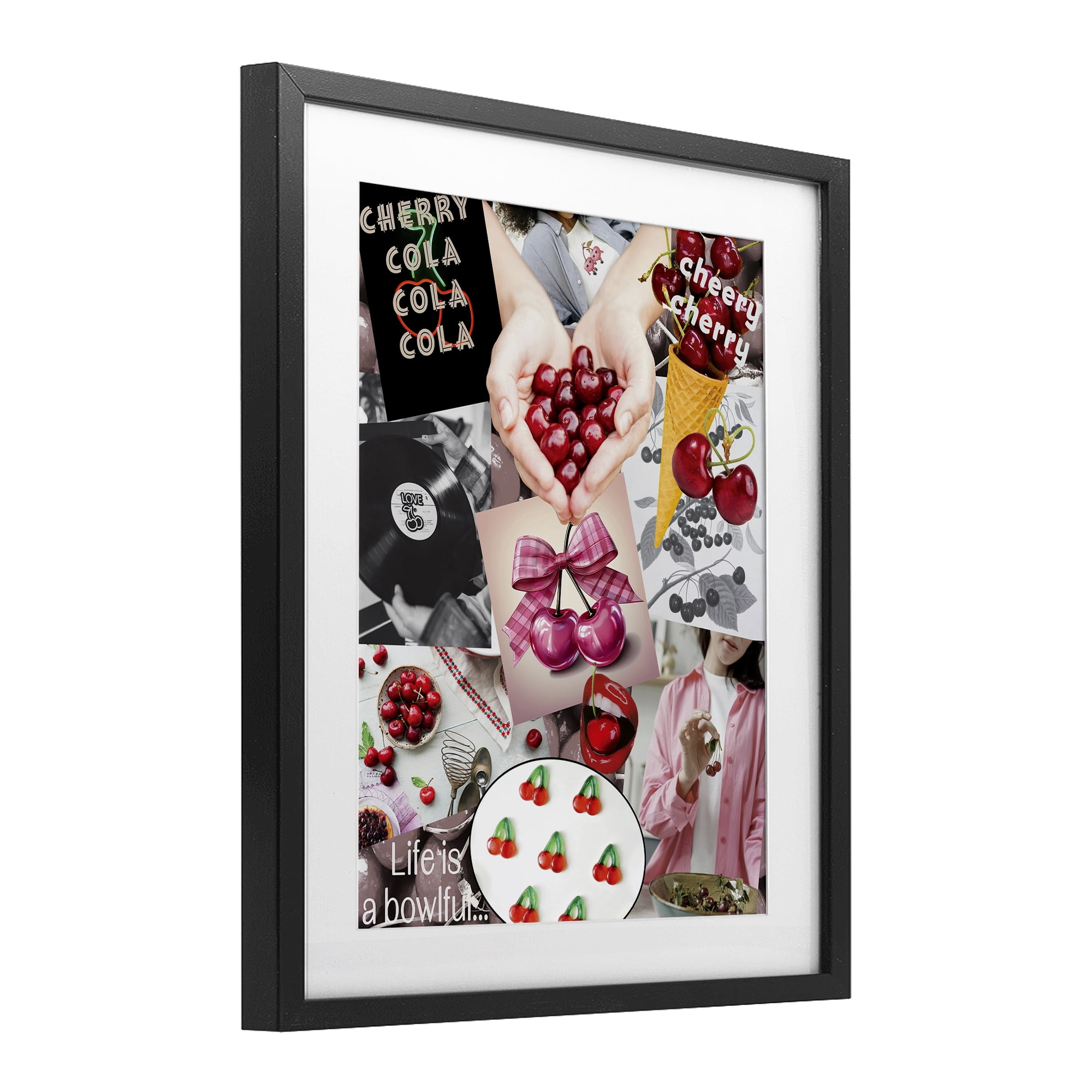 Stupell Industries Retro Cherry Mood Board Black Framed Print Under Glass, design by Grotto Studios