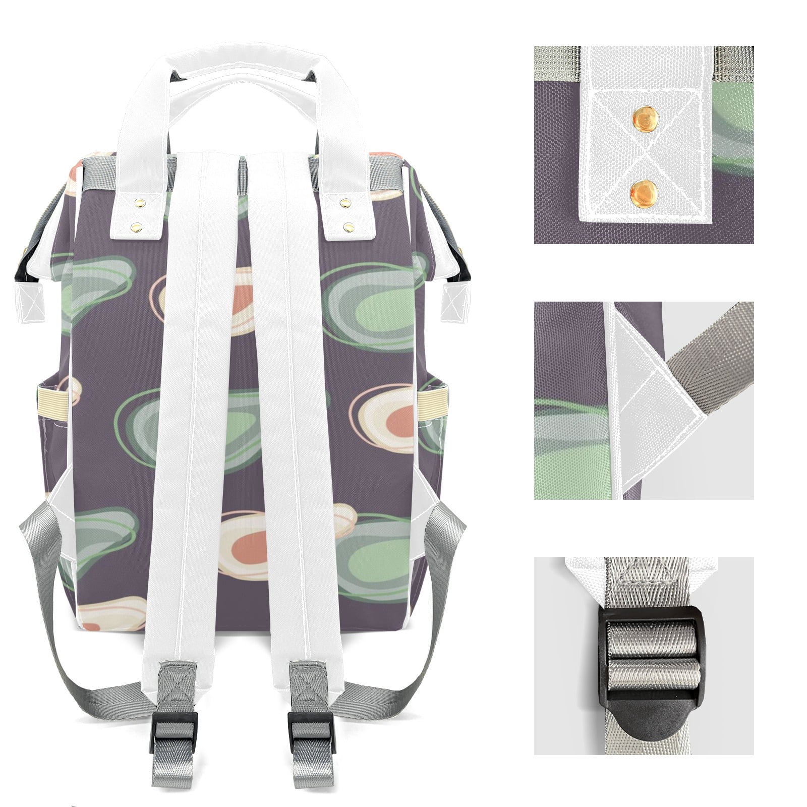 Abstract Avocado Diaper Backpack – Large Capacity, Insulated Baby Bottle Pocket, Multifunctional Mommy Bag for Boys & Girls
