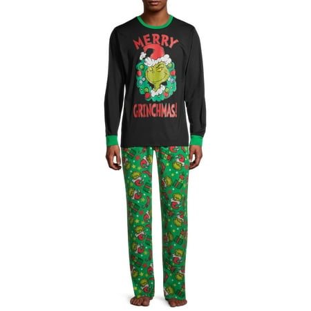 Dr. Seuss Grinch Holiday Matching Family Christmas Pajamas Mens Sleepwear Set, 2-Piece, Sizes S-3XL