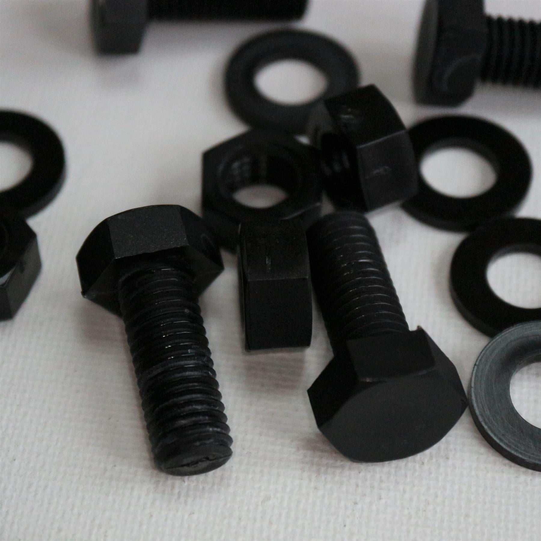20x Black Nylon Hex Head, M10 x 25mm, Plastic Nuts and Bolts, Washers, Hexagon, Nylon
