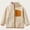Beige, variant on Polar Fleece Jacket for Kids Full Zip up Stand Collar Coat with Contrast Chest Pocket Warm Casual Winter Outerwear for Boys Girls School Outdoor 3-4 Years