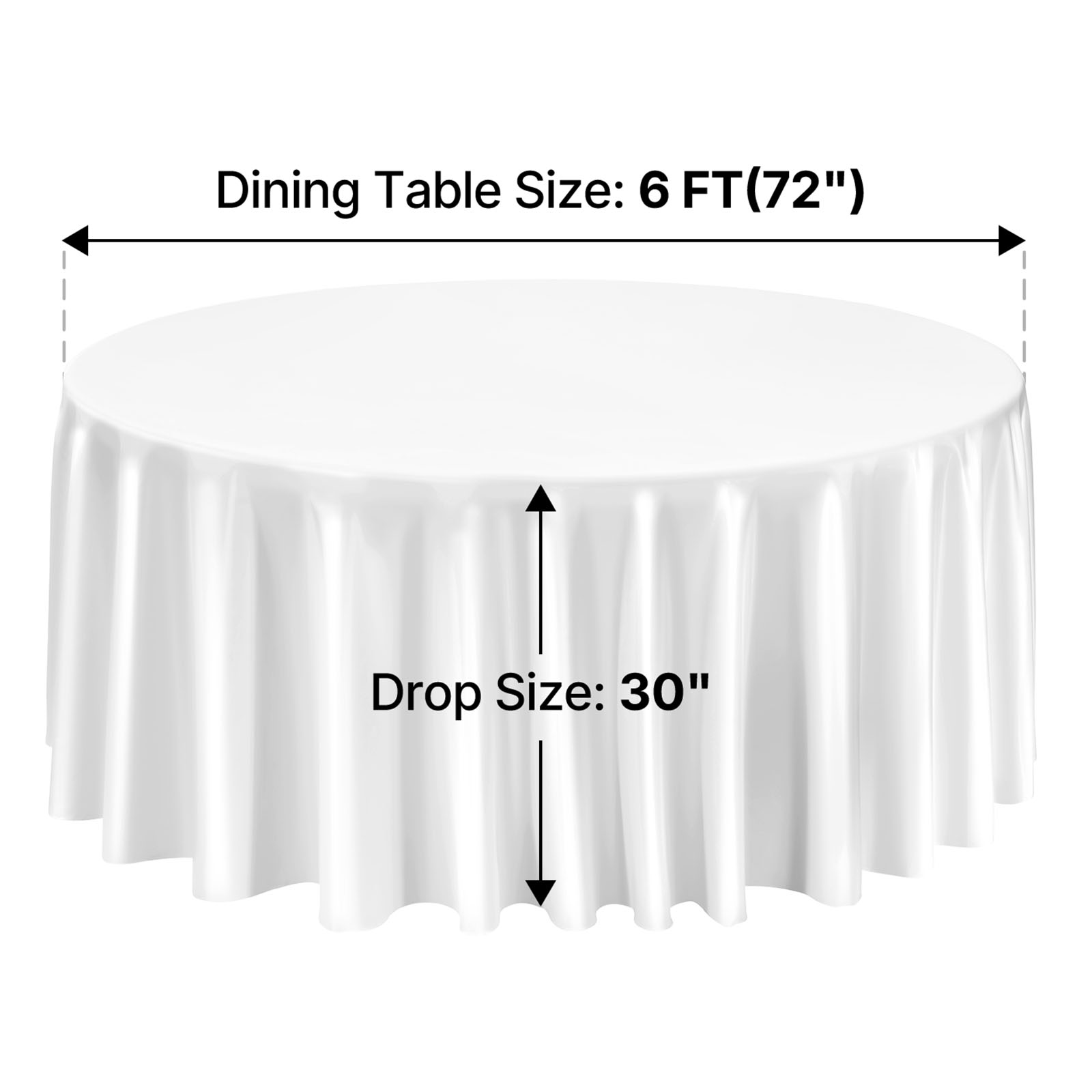 VEVOR White Round Tablecloths 6 Pack, 132 Inches in Diameter, Stain- & Wrinkle- Resistant, Machine Washable Table Clothes, Polyester Fabric Table Covers for Wedding, Party, Banquet, Formal Events