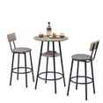 thumbnail image 6 of Llinc Store Bar Table Set for 2, 3 Piece Pub Table with 2 Round Upholstered Stools, Counter Height Dining Table and Chairs Set, Breakfast Table with Footrest for Small Spaces, Grey, 6 of 10