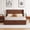 Walnut-Curved Headboard, variant on Vanress Modern Queen Size Bed Frame with LED Lights, Metal Platform Bed Frame with Headboard, Floating Base, Silent Heavy Duty Steel Frame Support, No Box Spring Needed, Walnut